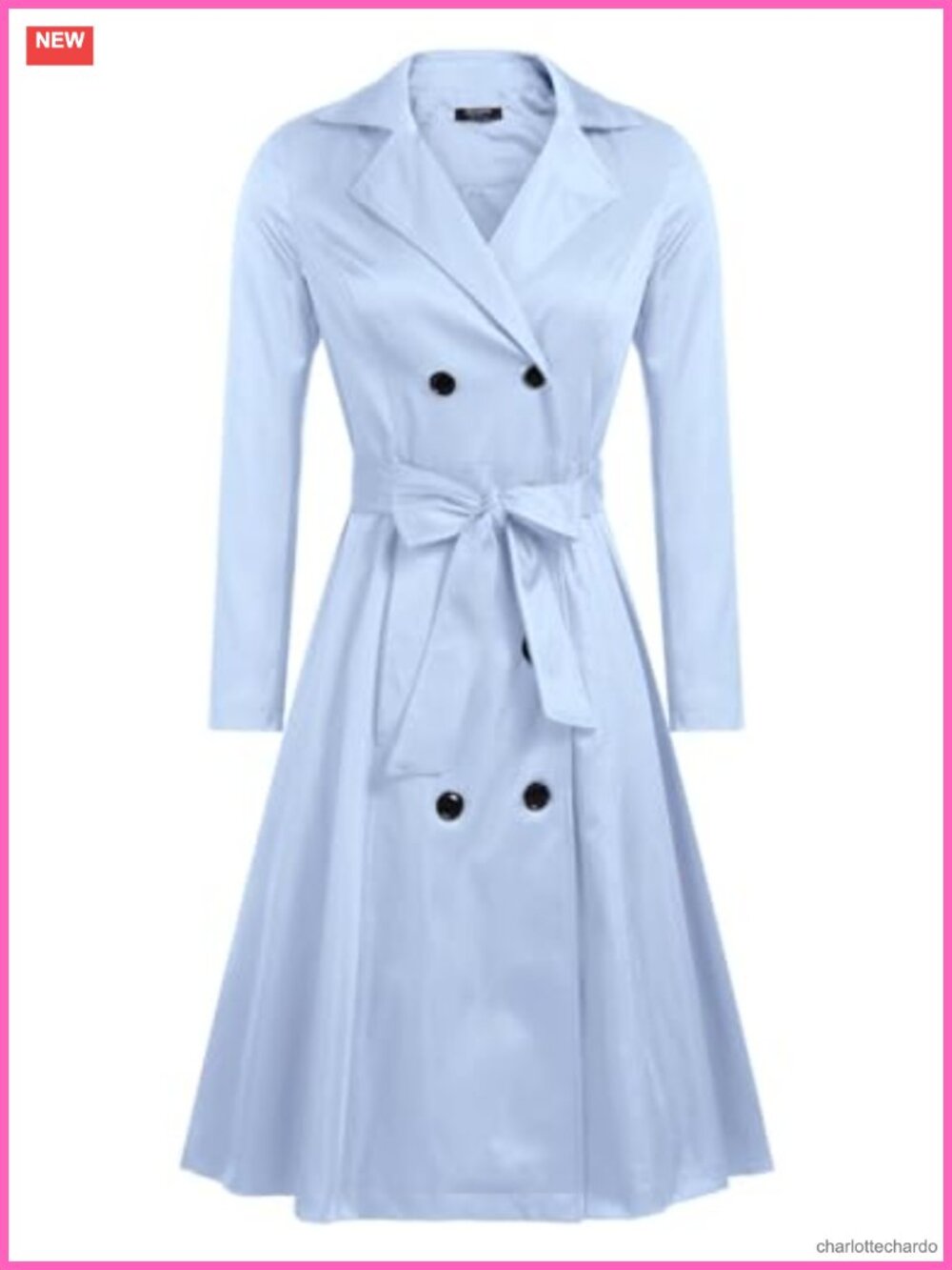 Women's Trench Coat Double Breasted Long Coat with Belt Polyester